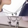 Fashion Creative Magnetic Silver Color Friendship Jewelry Star Couple Necklaces Spaceman Pendant