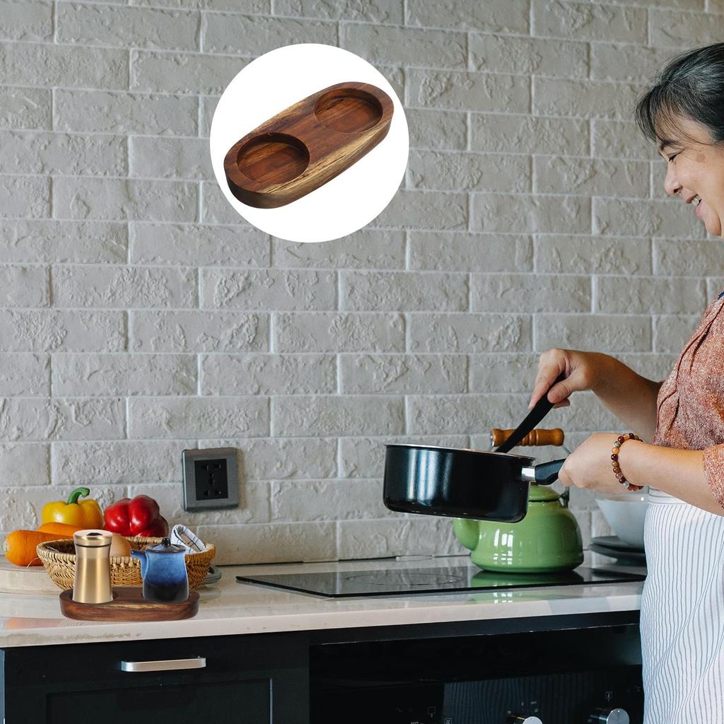 DECHOUS Поднос для мельниц для соли и перца Деревянный держатель для солонки и перечницы Кухонный измельчитель Подставка для бутылок Основа Поднос для мельницы для перца Деревянная подставка