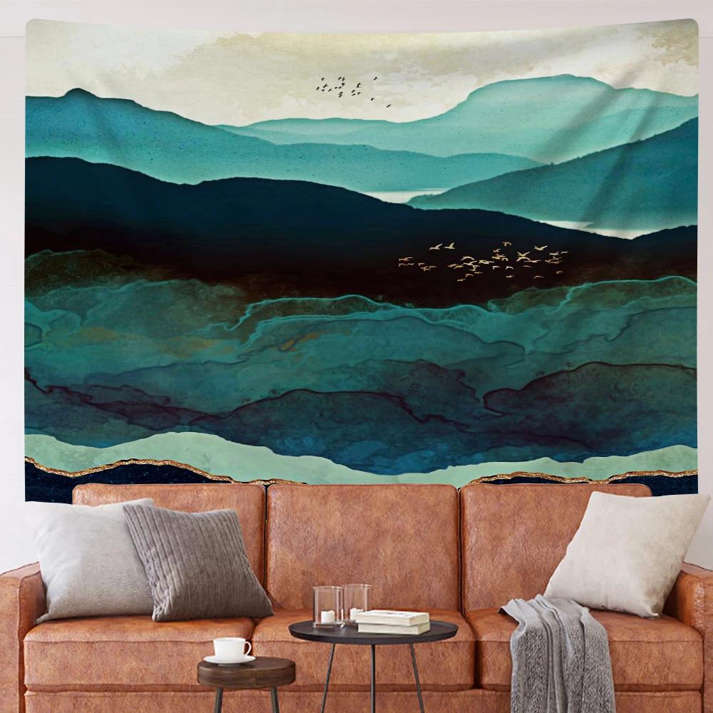 Nordic Mountain абстрактный настенный домашний гобелен психоделическая сцена фоновая ткань