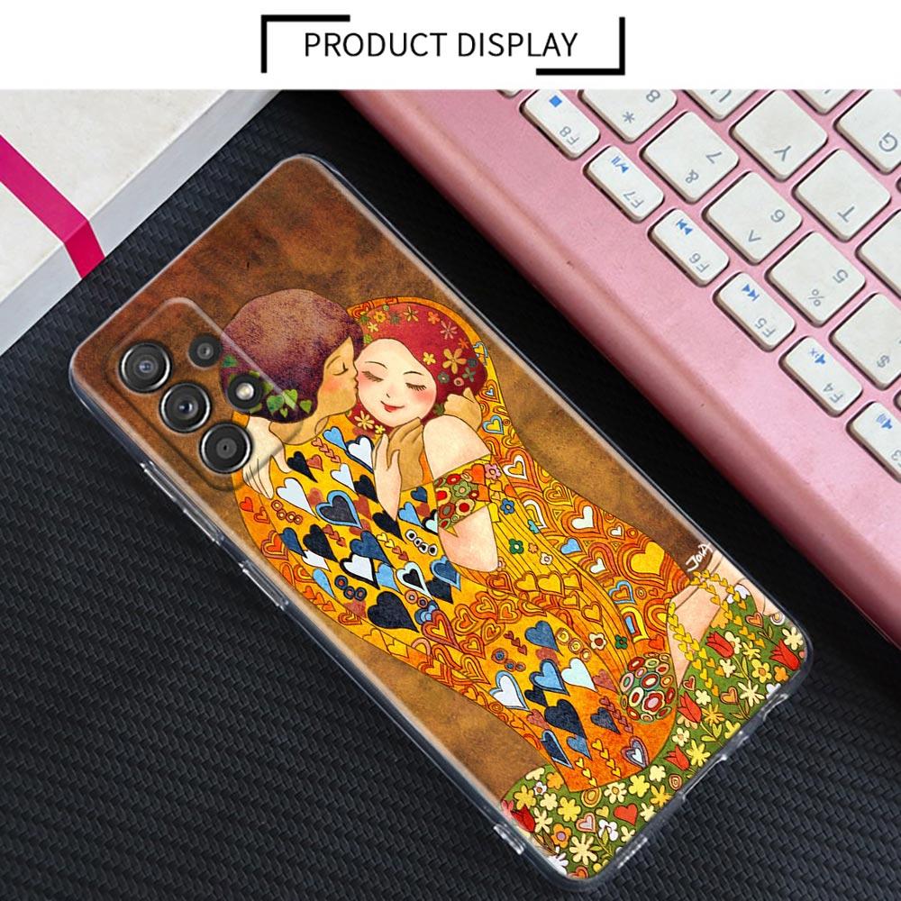 Поцелуй Густава Климта Золотые Слезы Фрейи Прозрачные Чехлы A55 Для Samsung Galaxy A52 5G A53 A72 A54 A73 A33 A32 A23 A35 Чехол для Телефона