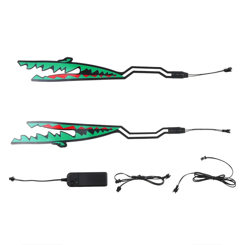 2 в 1 2 шт. светодиодная полоса для мотоциклетного шлема в стиле акулы, светящаяся ночью модифицированная наклейка