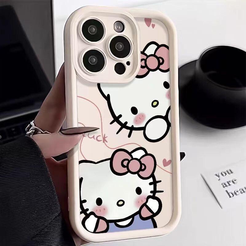 Розовый мультяшный чехол Hello Kitty для iPhone 17 16 Pro Max 17 Air 16e 15 14 13 12 11 Pro Max 14 15 16 Plus INS Силиконовый чехол