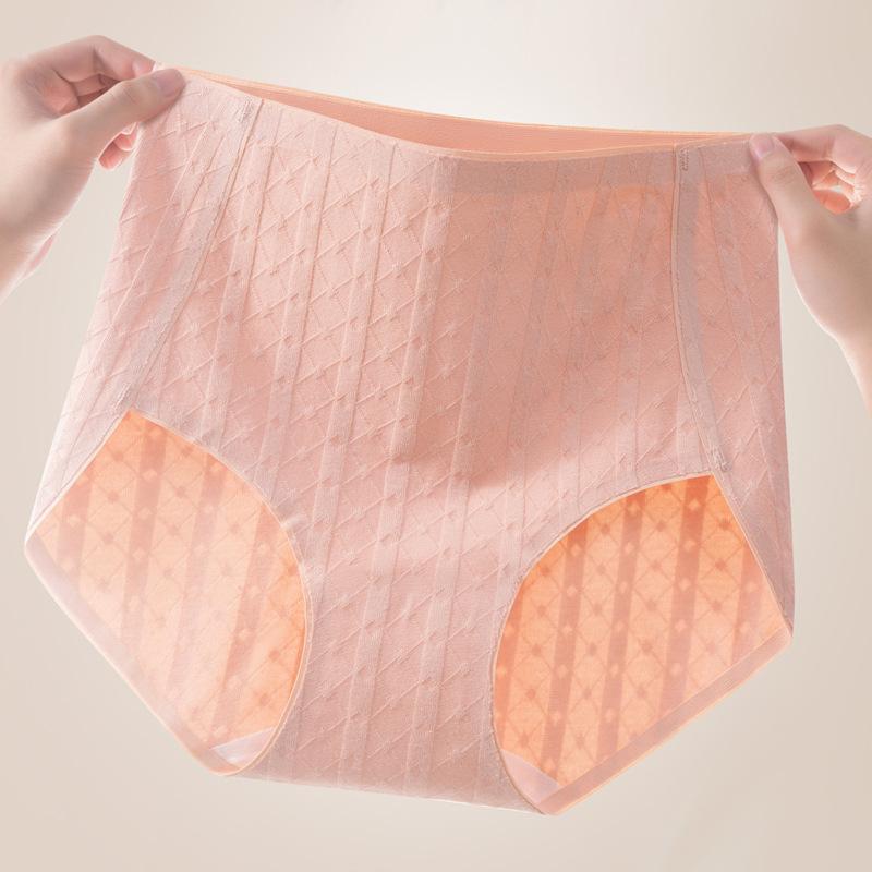 Women's Spring and Summer Cotton 7A Antibacterial Extended Crotch Non Marked Belly High Waist Triangle Briefs