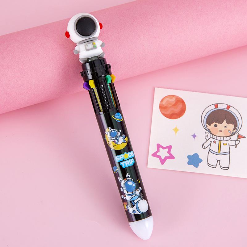 5Pcs Cute Astronaut Ten-color Pen Colored Ballpoint Pen, Student June 1st End Christmas Prize Gift