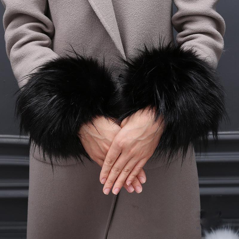 Пушистый нарукавник, женский зимний милый браслет, большие перчатки с кольцом на руку, ветрозащитный рукав из искусственного меха, браслет с имитацией лисьего меха