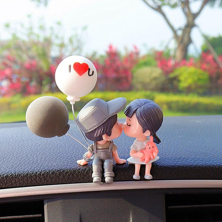 Car Decoration Cute Cartoon Couples car mirror accessories Action Figure Figurines Balloon Ornament Auto Interior Dashboard Gift