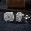 Unique Square Round 925 Sterling Silver Geometric Moissanite Stud Earrings