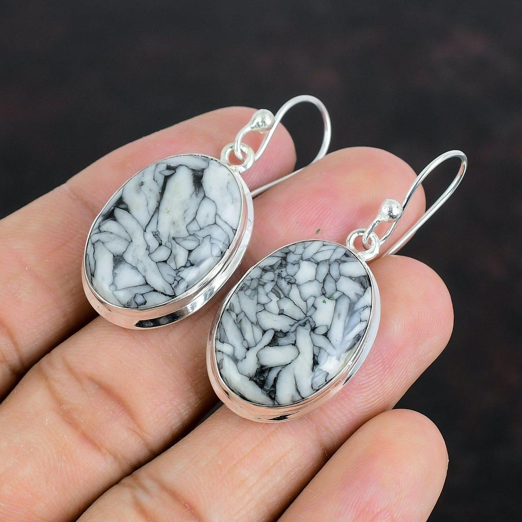 Серьги из яшмы Pinolith, драгоценные камни, серьги из стерлингового серебра 925 пробы, ювелирные изделия из яшмы Pinolith, серьги ручной работы, подарки на годовщину
