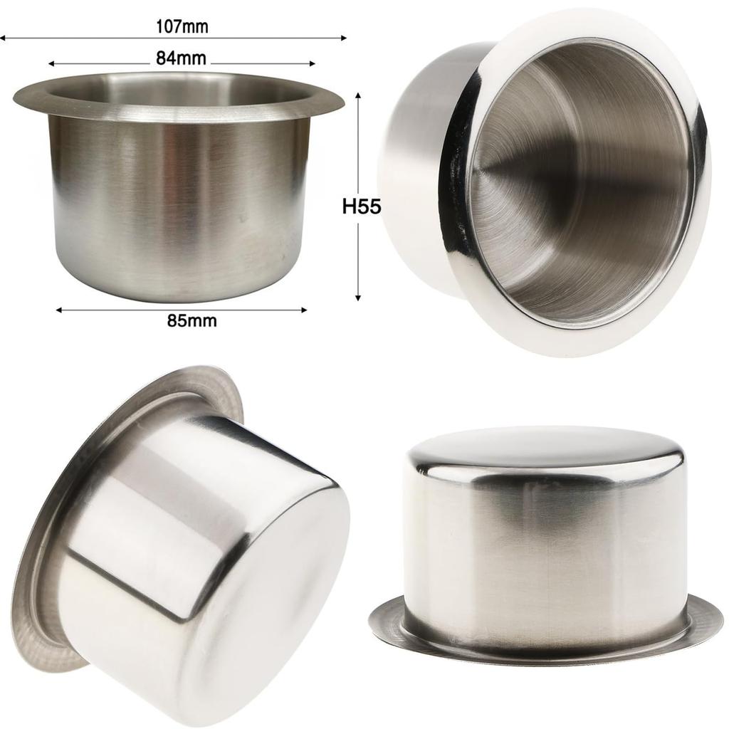 Stainless Steel Cup Drink Holder Polish for Marine Auto Truck Camper RV Pack of 4