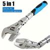 5 In 1 Adjustable Ratchet Wrench Set - with 180-degree Folding, Swivel Head and Adjustable Torque - Versatile Tool, Easy To Grip and Versatile
