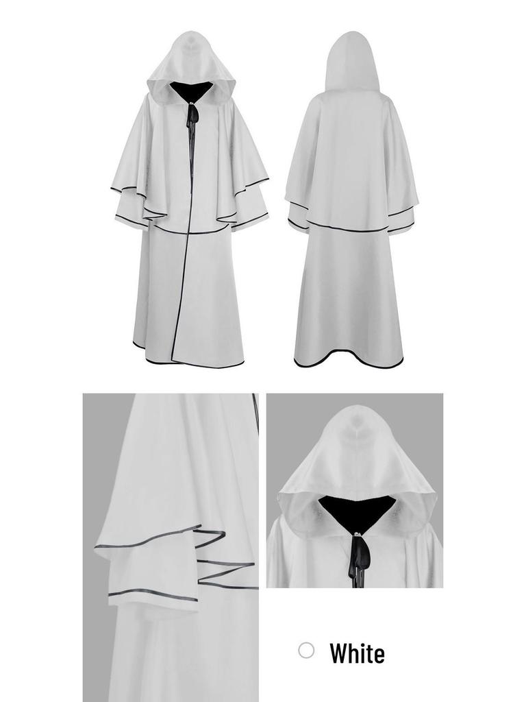 Medieval Wizard Costume Cape: Hooded Cloak for Halloween or Opera