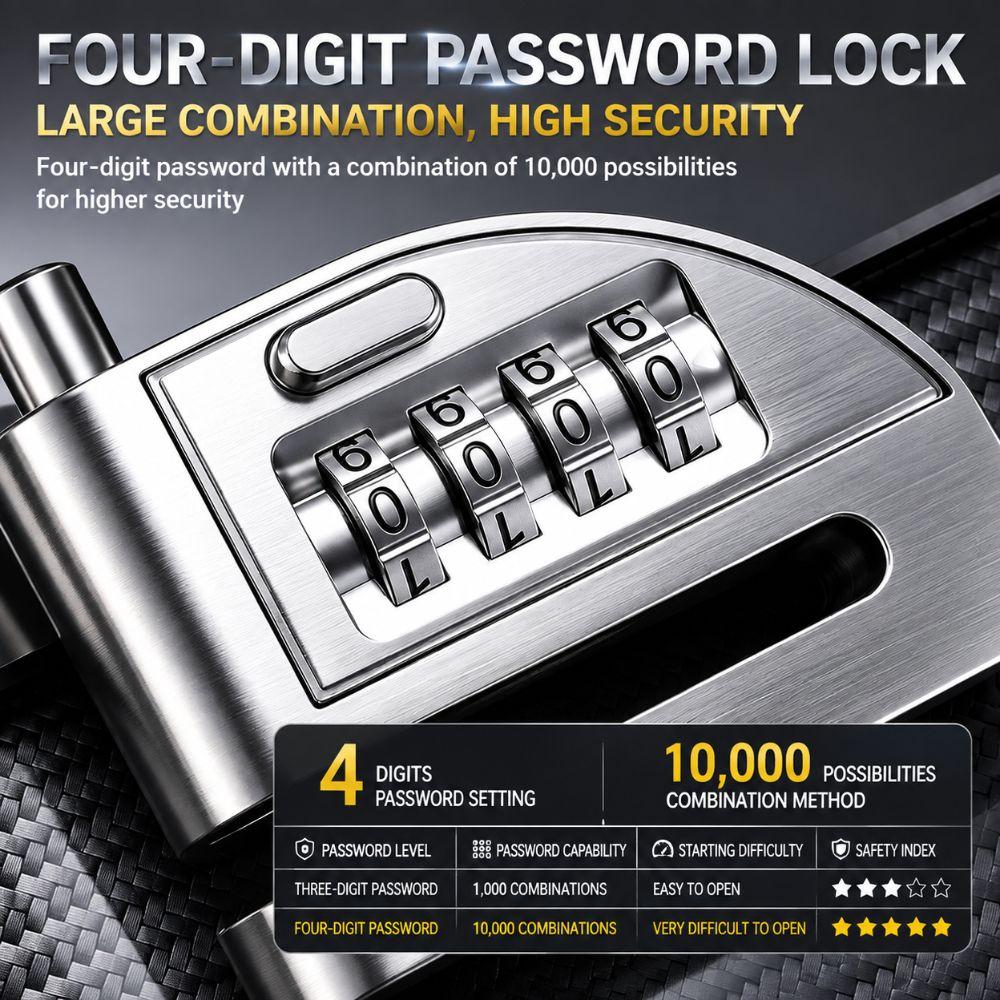 Alloy Steel Disc Brake Lock One-Press Open Anti-Theft Lock New Bike Lock for Motorcycle