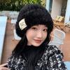 Плюшевая шапка женская зимняя утолщенная теплая для лица с защитой маленьких ушей вязаная шапка от холода теплая для большого обхвата головы шерстяная шапка