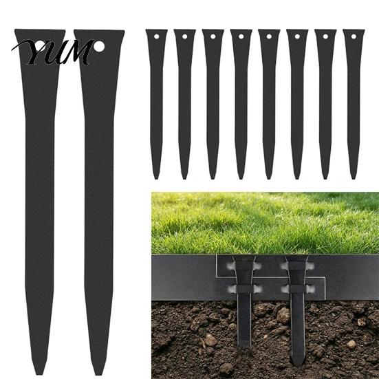 Metal Ground Spikes for Landscaping 10Pcs 12" Landscape Edging Stakes, Heavy Duty Steel Garden Anchoring Spikes, Fasteners Border Stakes Outdoor Lawn