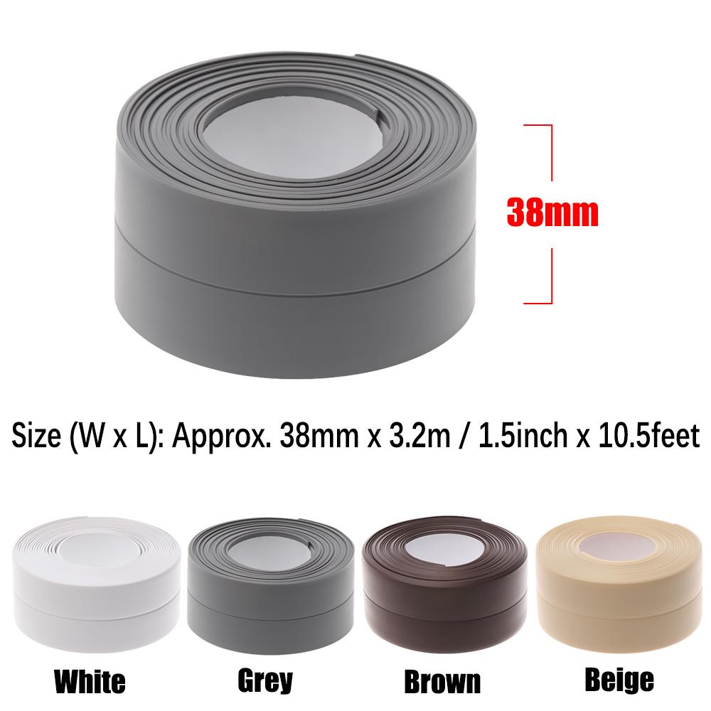 3.2m Self Adhesive Toilet Bathroom Sink Edge Wall Corner Seal Tape Sealing Strip