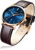 Arm For Leather Simple Easy to Thin и High School Student Watch для женщин, женские часы OLEVS с коричневым ремешком и золотым корпусом, синие женские часы, синие,