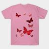 T Shirt Women Red Butterflies Harajuku Print Kawaii Tshirt Summer Short Sleeve Female T-Shirt Top Tee
