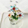 Clear Base Crystal Sunflower Ornament Reflect Simulation Plants Statue Office