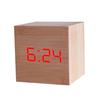 Деревянный квадратный цифровой светодиодный USB-настольный будильник, настольное украшение с голосовым управлением
