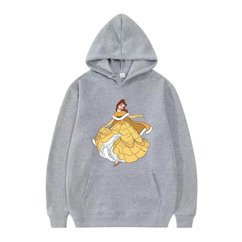 Disney Beauty And The Beast Princess Pattern Woman Loose Black Autumn Tops Clothes Pullovers Ladies Cheap Y2k Hoodies Men Sporty