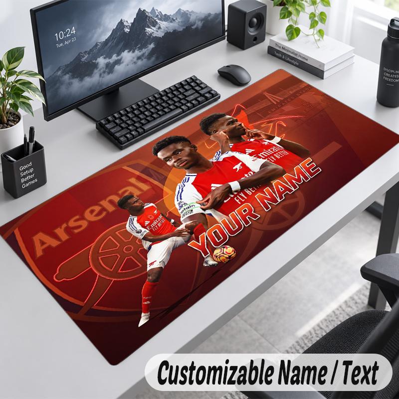 Custom Name Text Mouse Pad Bukayo Saka Personalized Desk Pad For Work And Gaming