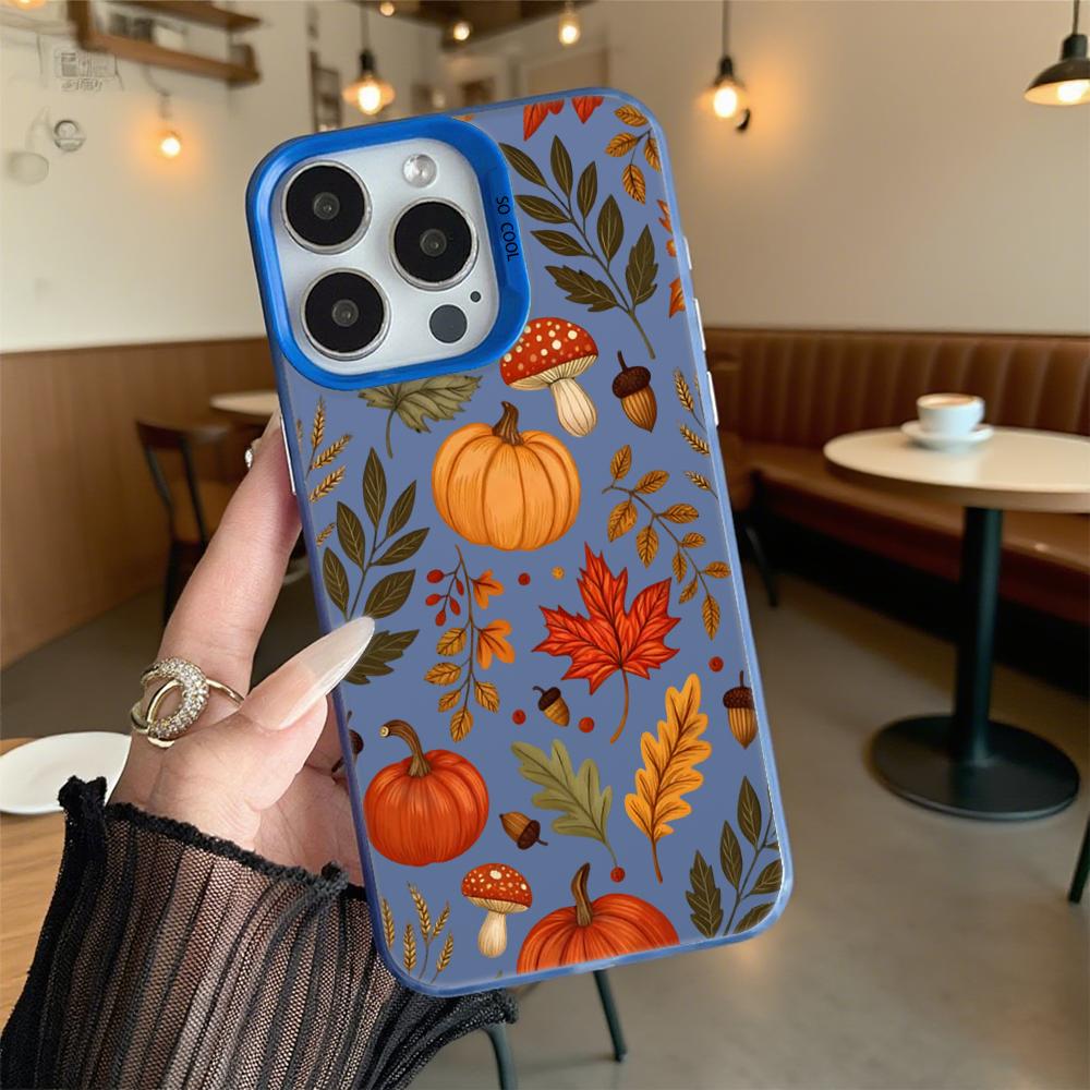 Осенний узор Тыквы Листья Жесткий Чехол для Телефона для Iphone 16 15 14 13 12 11Pro Max Mini Ударопрочный Защитный Чехол с Защитой от Царапин
