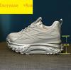 Autumn Silver Platform Sneakers Thick Sole Breathable Height Increasing Shoes Women 8cm Lace Up Fashion  Spring Casual Shoes