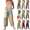 Women's Fashion Casual Loose Back Straps Wide Leg Vintage Printed Jumpsuit
