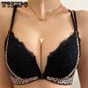 Leopard Print Front Button Bra Women's Beautiful Back Bra Women's Gathering and Adjustment Type Breast Collection Breathable Lace Bra