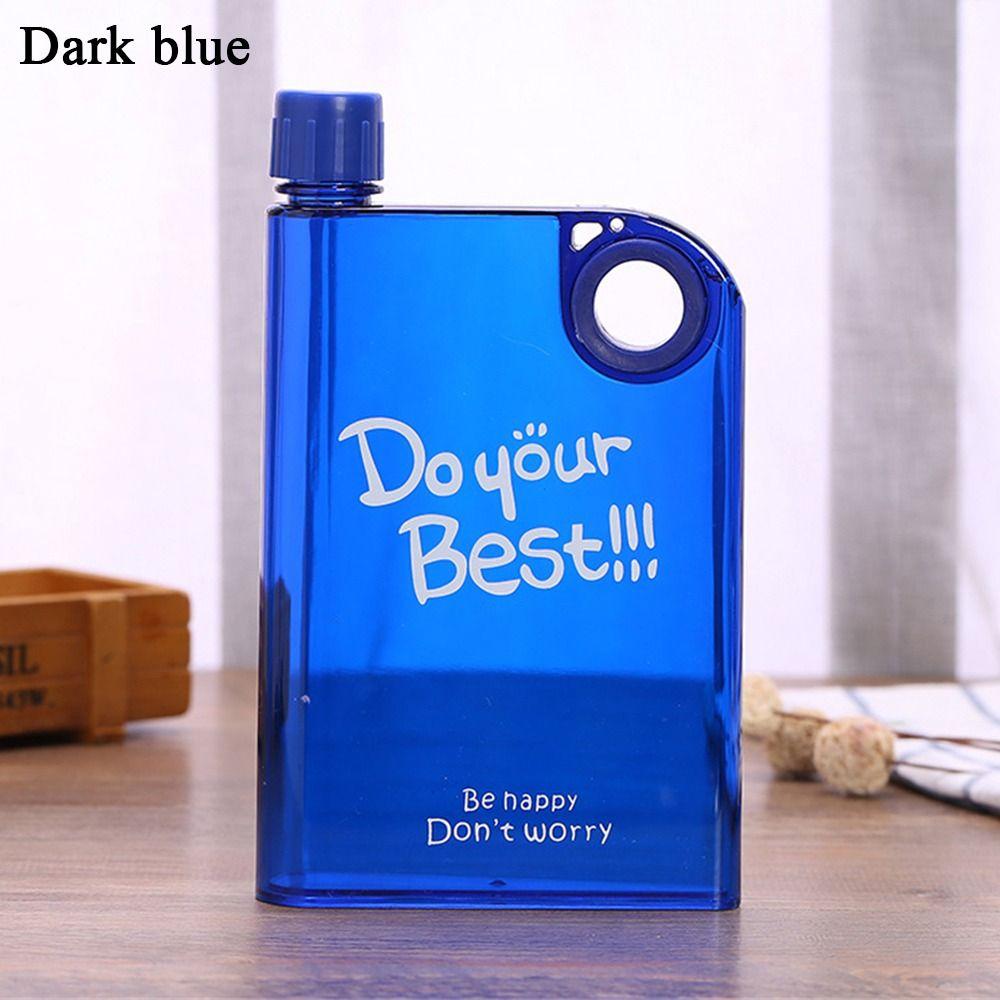 Travel Transparent Sports Flat Water Bottle Juice Cup Drink Bottle Plastic