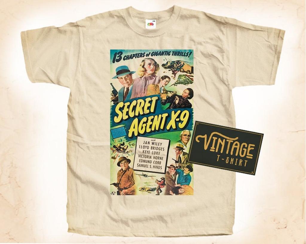 Secret Agent X-9 V1 T-Shirt Vintage Natural color Men's T-Shirt DTG Digital Print SIZES S M L XL 2XL 3XL 4XL 5XL