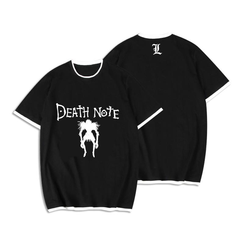 Death Note T-Shirt Mens Anime Manga Short Sleeve Crew Neck Fake Two-Piece Casual Top
