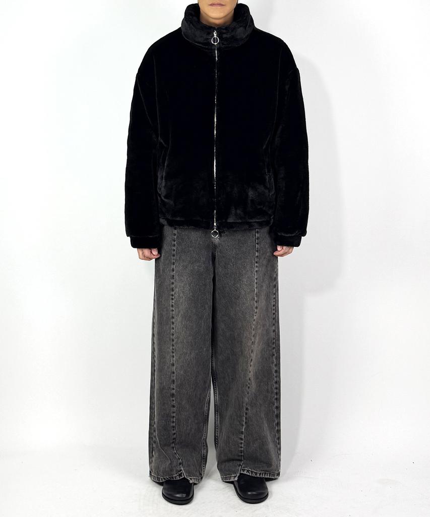 A Made Fine Fur Print Over Jacket (Black)
