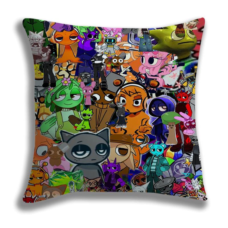 Horror Game Character Pillow Covers Sprunki Cartoon Pillow Case Sofa Decorative Home Single-sided Printing Sprunki Cushion Cover