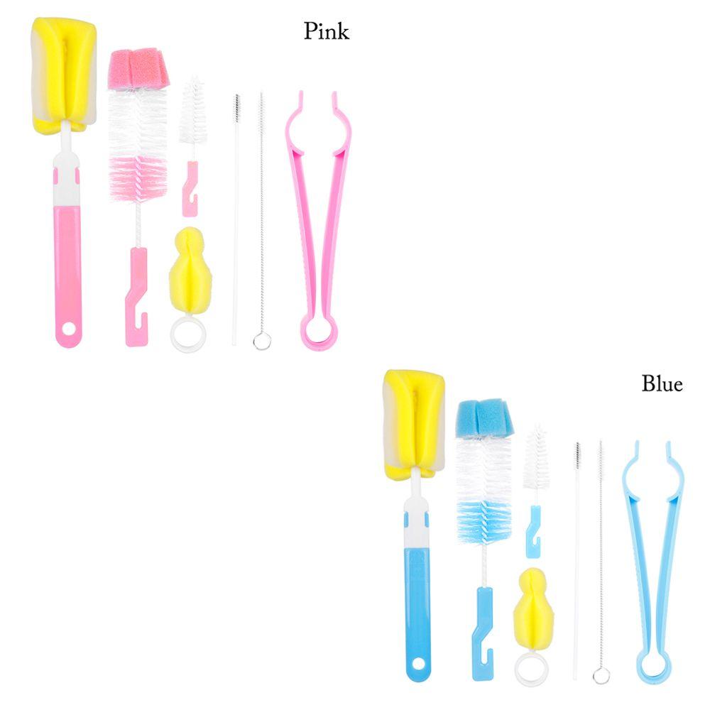 7pcs Head 360-degree Spout Cup Clean Sponge Rotating Baby Nipple Bottle Brush