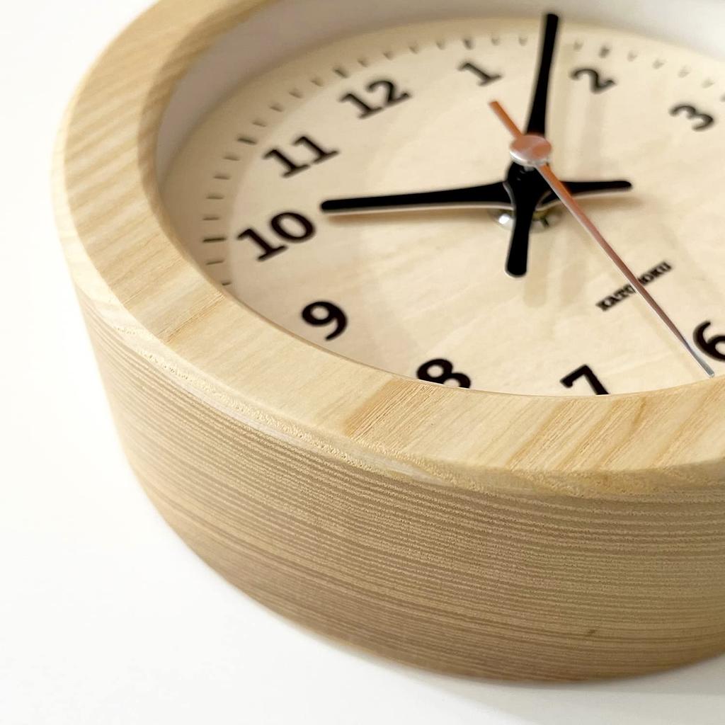 KATOMOKU Dual Use Clock 7 Natural Wall or Table Clock Radio Controlled Clock Continuous Second Hand Diameter 15cm km-132NARC