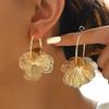 Golden Double-Layer Hollow Flower Hoop Earring for Women Vintage Earrings Ideal for Daily Wear Jewelry Accessories