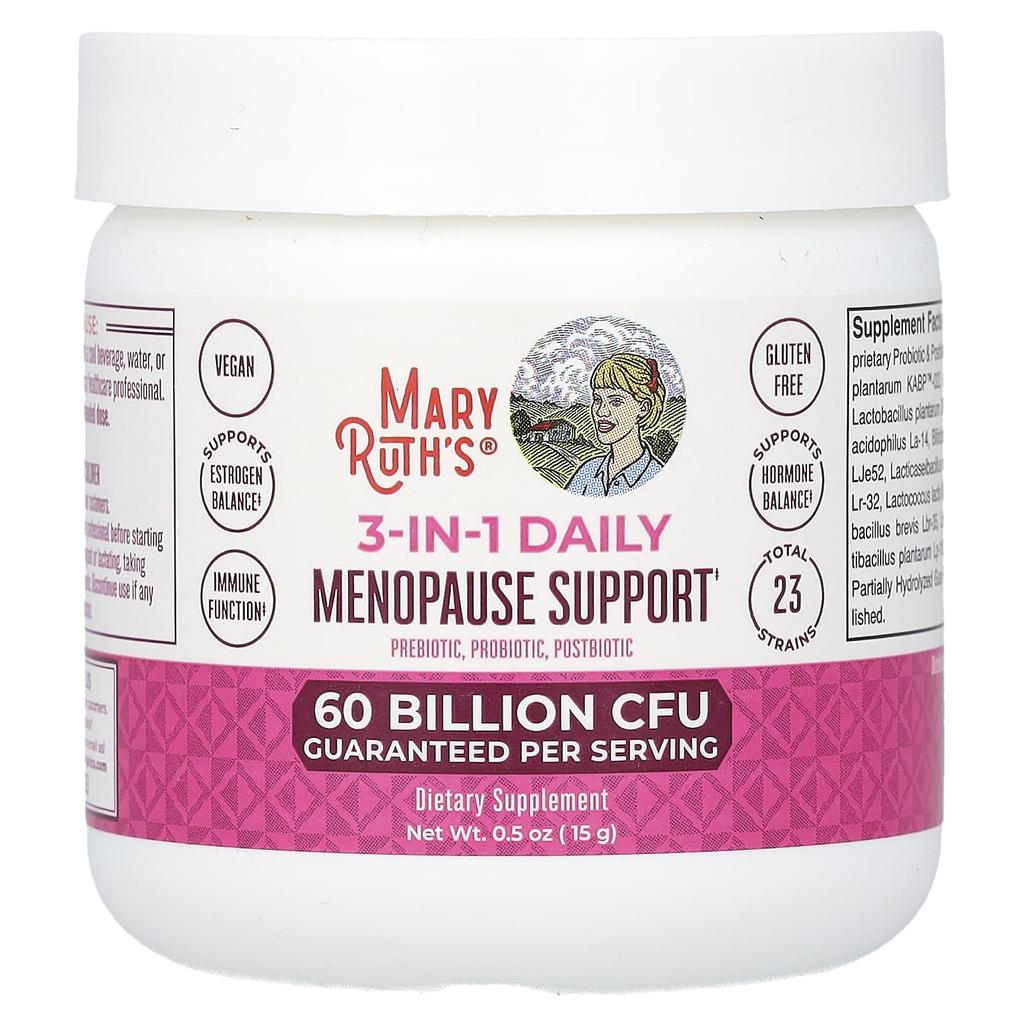 MaryRuth's 3-in-1 Daily Menopause Symptom Relief, Unflavored, 60 Billion CFU, 0.5 Oz (15 G)