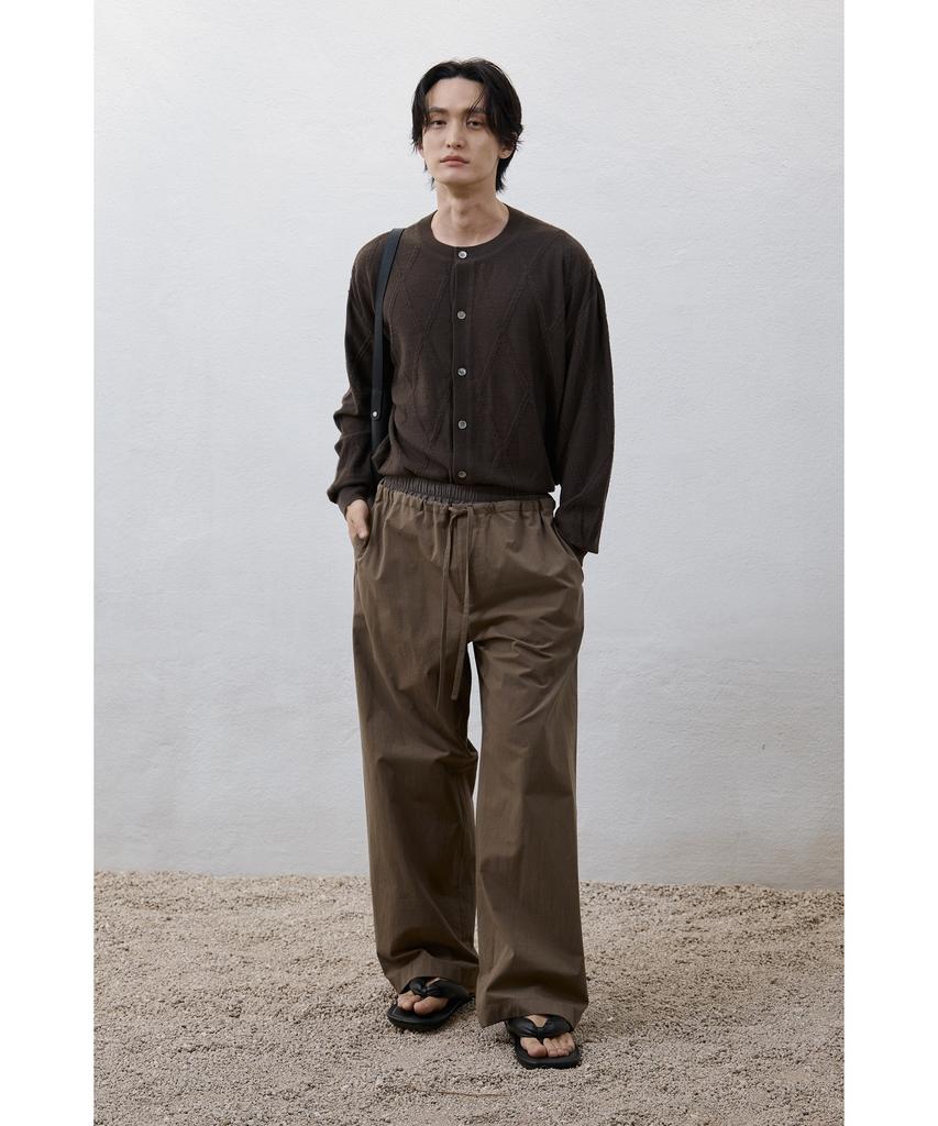 YOUTH Round Neck Textured Cardigan - Brown