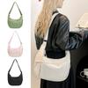 Solid Color Hobo Bag Portable Half Moon Shoulder Bag Zippered Travel Crossbody Messenger Bag for Daily Travel Office Shopping