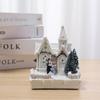 Resin Rotating Christmas Village House Statue Lighted Music Snow Village Desk Ornaments New Year 2024 Christmas Decoration