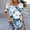 Летние футболки с v-образным вырезом и короткими рукавами, свободные повседневные футболки с 3d цветочным принтом, крутая повседневная уличная блузка для женщин, S-8XL