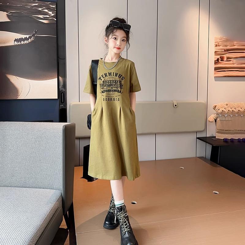 Модное летнее детское платье для девочек, детское свободное платье, повседневные однотонные платья для девочек-подростков, принцесс, платье 6, 8, 10, 12, 14 лет