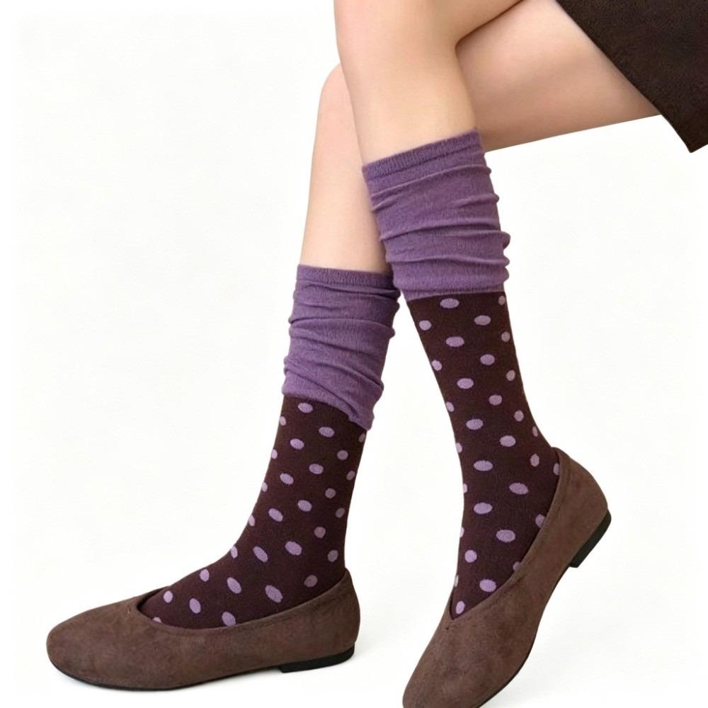 Polka Dot Pattern Mid Calf Socks Slim Fit Dress Socks Fashion Casual Socks For Gentle Girl