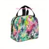 1pc 2D Printing Pink Desserts Pattern Portable Insulated Lunch Bag, Reusable Large-Capacity Picnic Box, Waterproof Handbag, Suit
