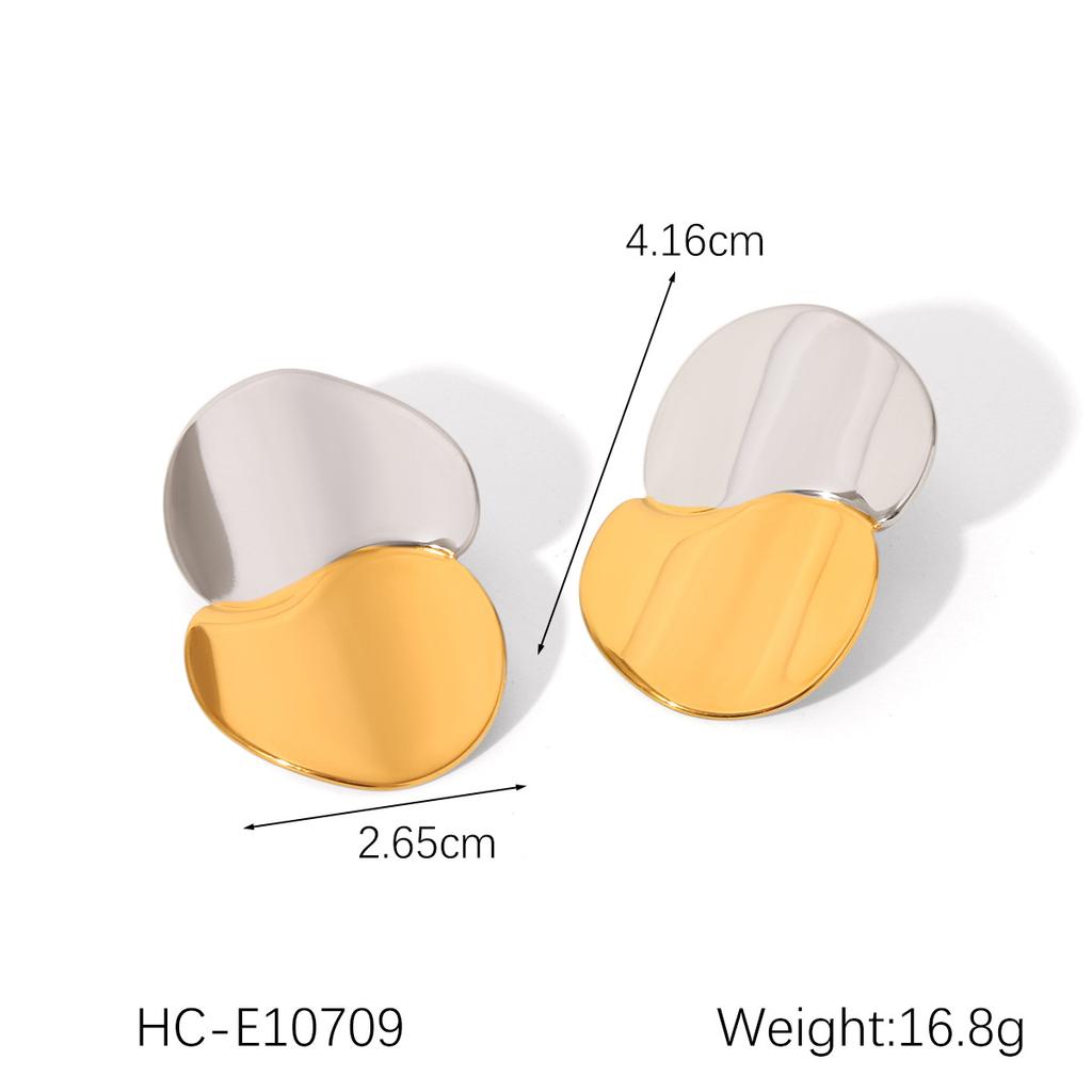 Женские серьги из нержавеющей стали с блочной расцветкой в золотом и серебряном цветах, гладкая геометрическая текстура, солнечная пентаграмма, европейский и американский дизайн, ювелирный подарок