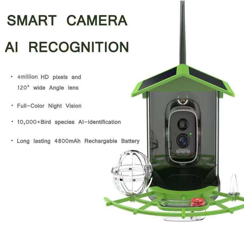 Камера-кормушка для птиц 4 МП 2K HD Запись видео птиц WiFi Камера на солнечной батарее с солнечной панелью, Мгновенные оповещения, Наблюдение за птицами