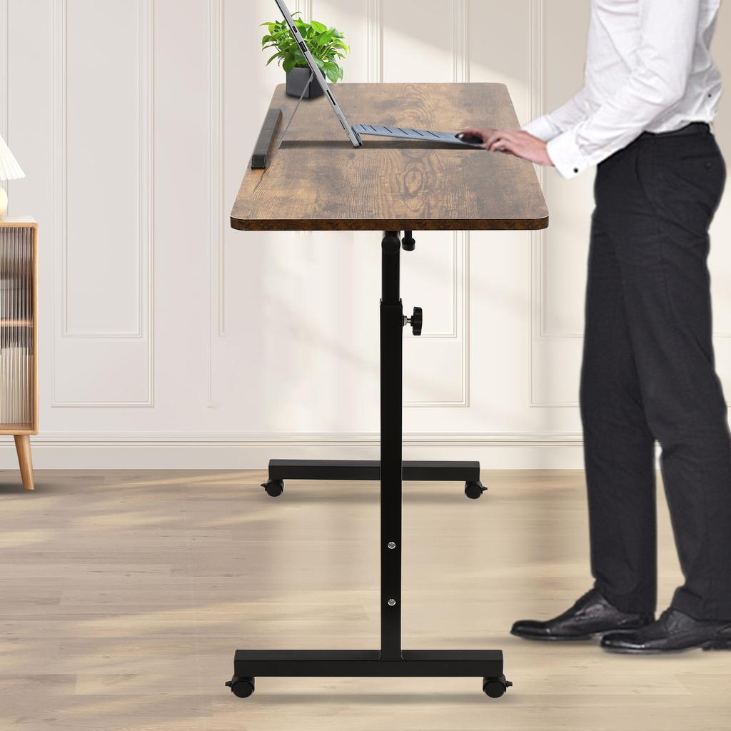 Adjustable Height Standing Desk, Portable Laptop Desk, Rolling Computer Stand with Adjustable Height  Flexible To Move and Fix