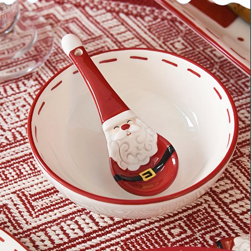 4 шт. керамических ложек Санта-Клауса, мерные ложки для выпечки с градуировкой для соли, сахара, приправ и супов, 3D рельефный дизайн