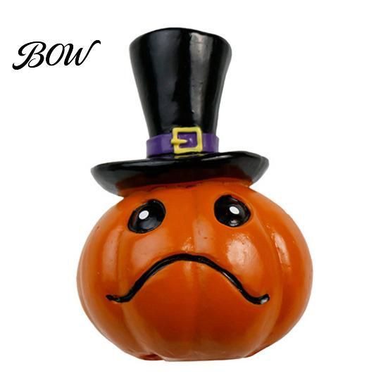 Decorative Pumpkin Statues Halloween Statue, Resin Spooky Face Figurine for Cute Witch Hat Indoor Tabletop, Tiered Tray, Party, Home Decor Festive